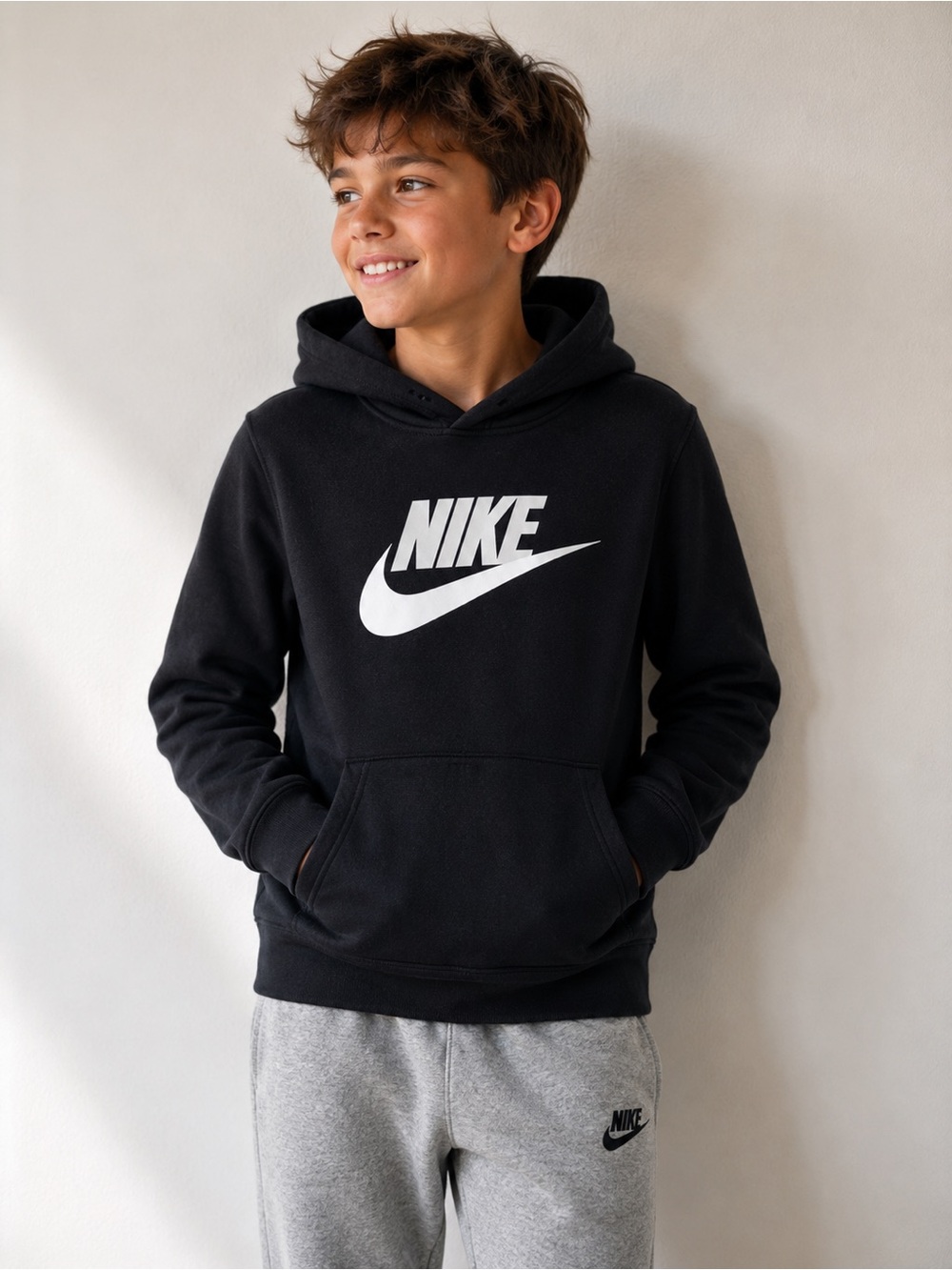 Nike Black Hoodie with White Swoosh Logo